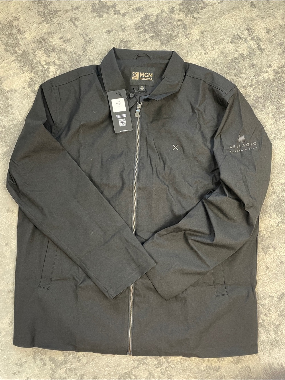 NWT Cuts Clothing MGM Rewards Bellagio Fountain Club Full Zip Jacket Black XXL